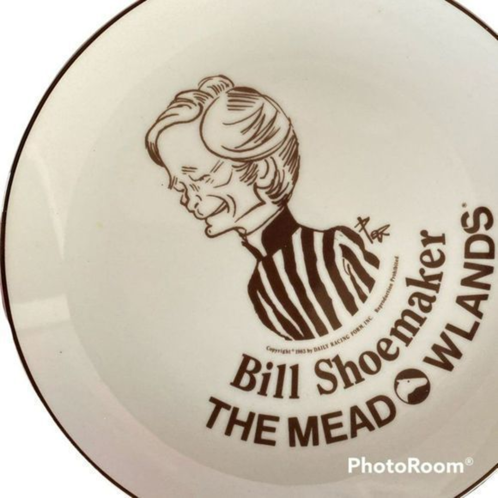Bill Shoemaker Caricature drawing 1983 collector plate meadowlands belcrest‎